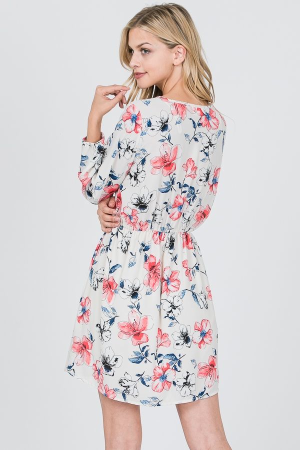 Pastel Petals Tie Dress