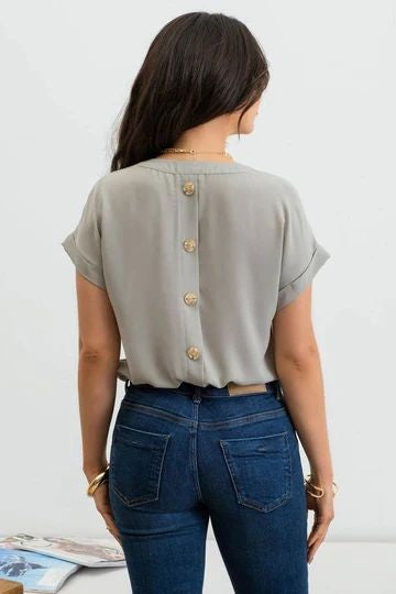 SPLIT NECK FRONT POCKET TOP