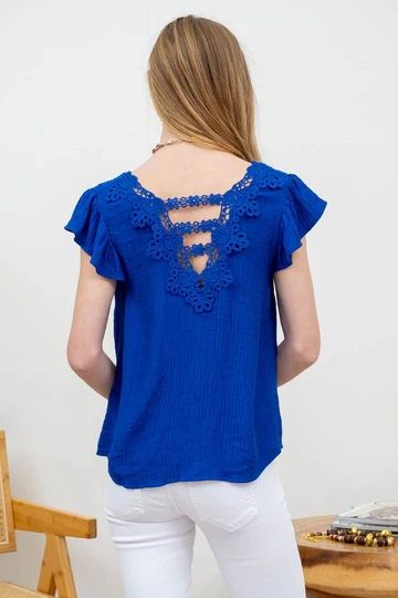 Eyelet Open Back Blouse