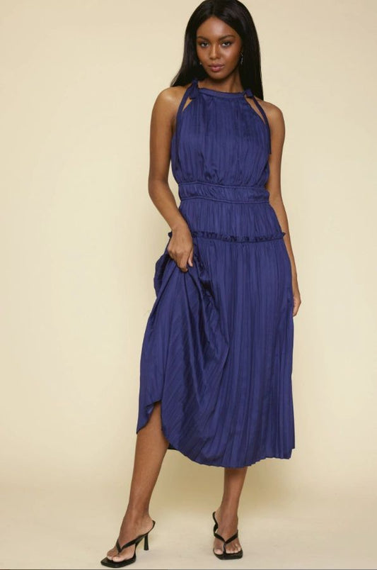 PLEATED MIDI DRESS