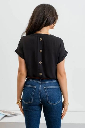 SPLIT NECK FRONT POCKET TOP