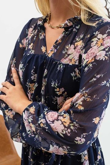 FLORAL SHEER MIDI DRESS