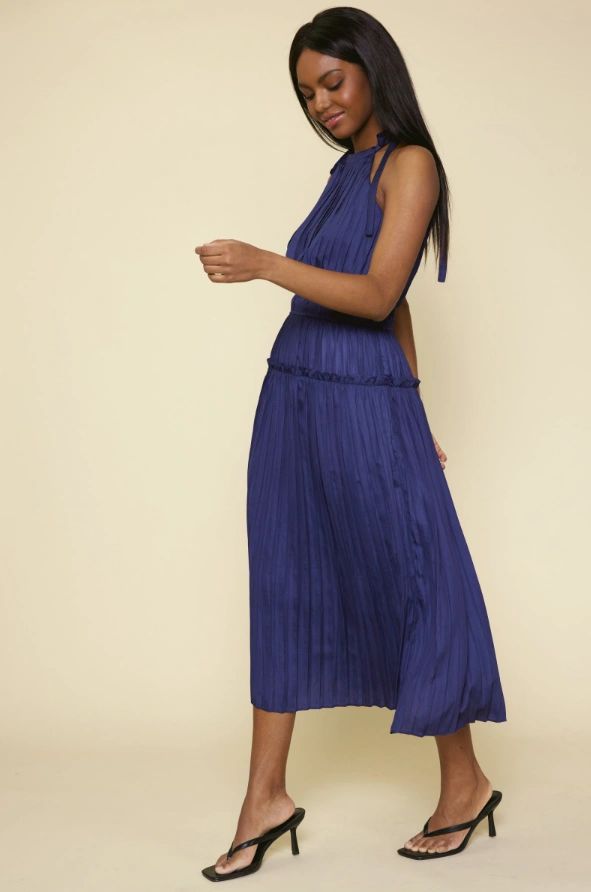 PLEATED MIDI DRESS