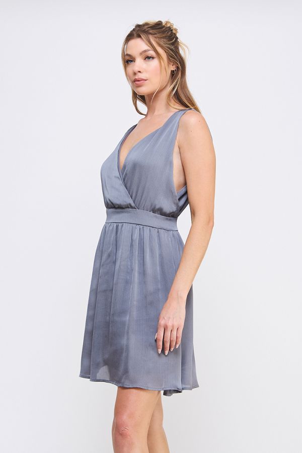 satin cross back dress Sculpting Satin V-Neck Cross-Back Dress